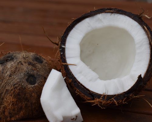 halved coconut